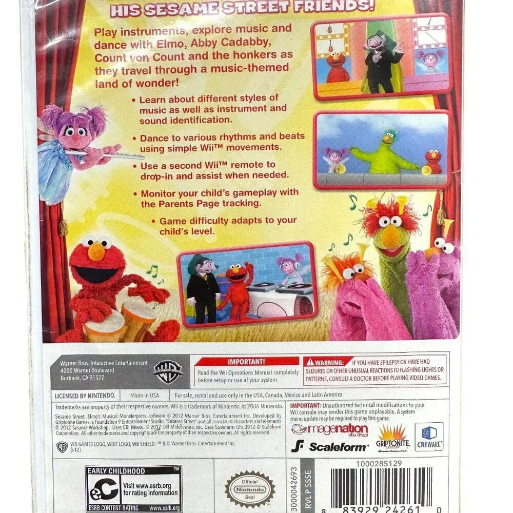 Nintendo Wii Sesame Street Elmo's Musical Monsterpiece The Videogame